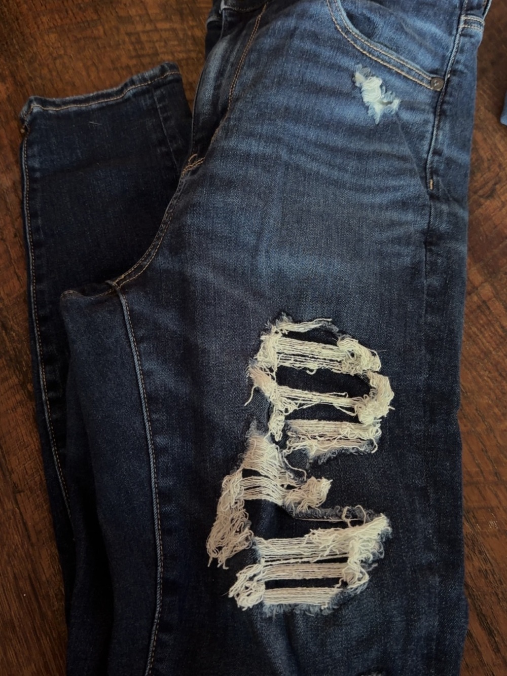 American Eagle Outfitters Dark Blue Distressed Jeggings